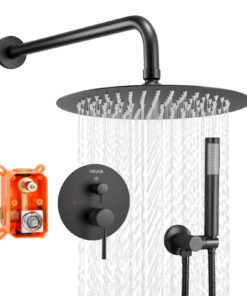 VEVOR Matte Black Shower Faucet Set with 20cm Rain Shower Head & Handheld