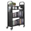 VEVOR 3 Tier Rolling Book Cart with L Shaped Single Sided Shelves