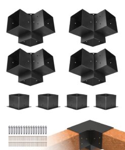 VEVOR 142x142 mm 3-Way Pergola Bracket Kit – 4 Brackets & Bases