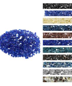VEVOR 9 kg Cobalt Blue 12.7 mm Tempered Fire Glass for Fire Pit & Fireplace – Reflective Decorative Glass Rocks