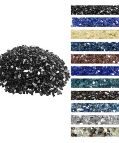 VEVOR 4.5 kg Black Reflective Fire Glass 12.7 mm for Fireplace & Fire Pit Table – Tempered