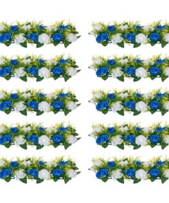 VEVOR 10PCS Blue & White Artificial Flower Balls for Wedding Centerpieces – Silk Rose Bouquets