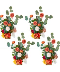VEVOR Freestanding Faux Flower Centerpieces 4 Pcs – Silk Roses for Weddings