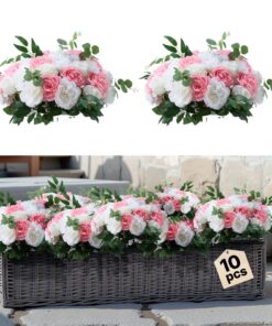 VEVOR Pink & White Artificial Rose Flower Balls 10PCS – Wedding Centerpieces