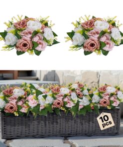 VEVOR 24 cm Pink & White Artificial Rose Flower Balls – Set of 10 Wedding Centerpieces