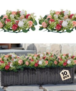 VEVOR 10PCS Artificial Rose Wreaths for Wedding Centerpieces – Realistic Silk Flowers