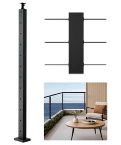 VEVOR 106.7x2.5x5.1 cm Pre-Drilled Cable Railing Post