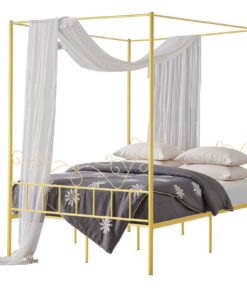 VEVOR Queen Size Metal Canopy Bed Frame with Headboard