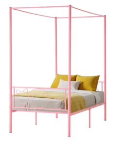 VEVOR Twin Size Metal Canopy Bed Frame with Headboard