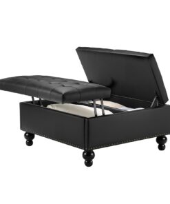 VEVOR 86cm Square Leather Ottoman with Storage – Coffee Table & Footrest for Living Room