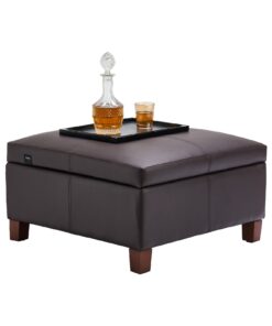 VEVOR 71 cm Square Leather Ottoman with Storage – Tufted Coffee Table Bench for Living Room or Bedroom