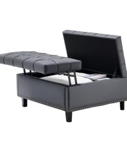 VEVOR 79 cm Square Leather Ottoman with Storage – Coffee Table