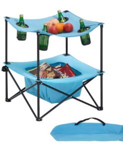 VEVOR Folding Camping Table with 4 Cup Holders & Storage