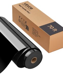 VEVOR Glossy Black Heat Transfer Vinyl Roll 30.5 x 2133.6 cm - HTV Iron-On for Fabric