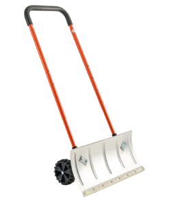 VEVOR 61 cm Snow Pusher Shovel with Wheels – Durable Metal Plow for Driveways