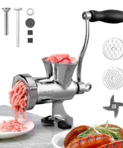VEVOR Manual Meat Grinder 304 Stainless Steel with Sausage Stuffer & Table Clamp
