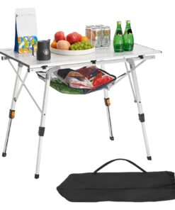 VEVOR Folding Aluminum Camping Table with Adjustable Height 45–68 cm
