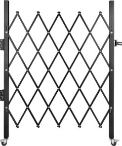 VEVOR Folding Security Gate 155x180 cm Retractable Steel Door with Lock & Casters for Garage