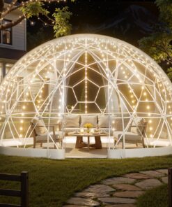 VEVOR 4.6x2.9 m Outdoor Clear Geodesic Dome Tent for 10–14 People – Waterproof Garden Bubble Igloo with PVC & PC Poles