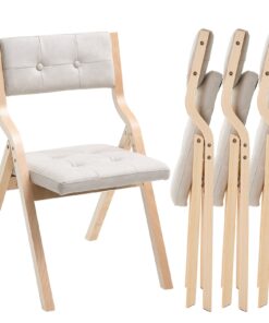 VEVOR Set of 4 Wooden Folding Chairs with Cushioned Seat