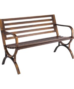 VEVOR 127 cm Outdoor Metal Patio Bench with Slatted Backrest for Garden