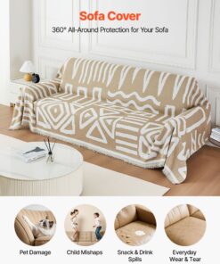 Anti-Scratch Khaki Slipcover for 150–190 cm Sofas