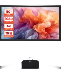 VEVOR 80'' Foldable 4K HD Projector Screen with 2 Adjustable Stands