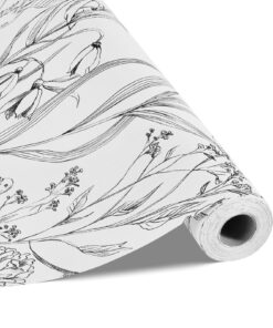 VEVOR Peel and Stick PVC Wallpaper 45cm x 10m White Floral Waterproof Self-Adhesive Vinyl for Walls