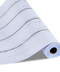 VEVOR White Wood Textured Vinyl Wallpaper 45cm x 12m