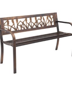 VEVOR Outdoor Garden Bench 127cm Metal Frame with PVC Floral Backrest