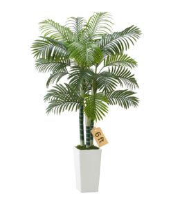 VEVOR 1829 mm Artificial Areca Palm Tree with White Planter – Realistic Indoor Fake Plant