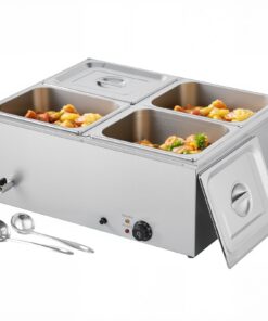 VEVOR 1500W Commercial Buffet Food Warmer with 4 x 1/2 GN Pans & Lids