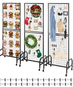 VEVOR 3-Pack Grid Wall Display Panels 600x1640mm with Wheels & Hooks