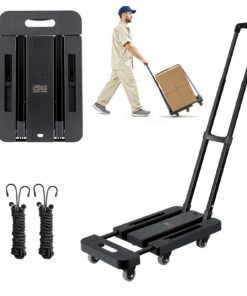 VEVOR Folding Hand Truck with 227 kg Capacity – Expandable Platform Cart with 6 Wheels & Bungee Cords for Moving and Transport