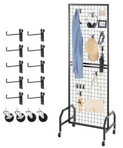 VEVOR Grid Wall Display Rack 600x1640 mm with Wheels and 10 Hooks