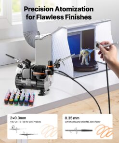 3 Dual-Action Airbrushes & 0.3–0.35 mm Nozzles for Painting