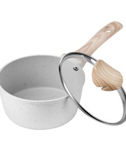 VEVOR 1.4L Nonstick Aluminum Saucepan with Glass Lid & Detachable Handle