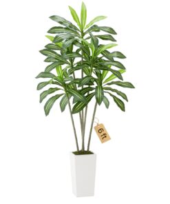 VEVOR 182.9 cm Artificial Dracaena Tree with White Planter – Realistic Indoor Fake Plant