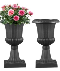 VEVOR Black Plastic Pedestal Urn Planter