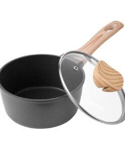 VEVOR 1.4L Nonstick Saucepan with Glass Lid & Detachable Handle