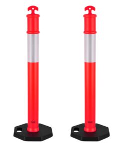 VEVOR 2-Pack 1140 mm Traffic Delineator Posts with Weighted Rubber Base & Reflective Strips for Road Safety