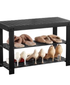 VEVOR 3-kihiline bambusest jalanõude riiul pink – 70x28.7x45.2 cm esiku jalanõude hoidik