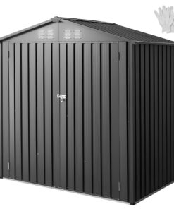 VEVOR 186x121x184 cm Metal Garden Shed with 4 Vents