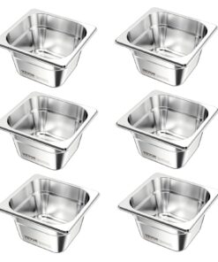 VEVOR 1/6 Size Stainless Steel Hotel Steam Table Pans