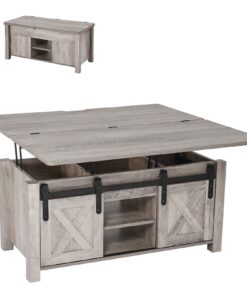 VEVOR 1000 mm Rustic Lift Top Coffee Table with Barn Door