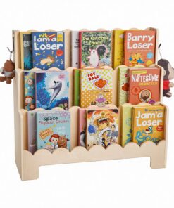 VEVOR 3-ярусная книжная полка Montessori с волнистым дизайном и крючками – детский стеллаж для комнаты и детсада