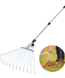 VEVOR Adjustable Garden Leaf Rake with 15 Metal Tines