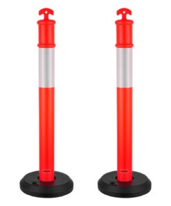 VEVOR 2-Pack 1140 mm Traffic Delineator Posts with Fillable Base & Reflective Strips – Heavy-Duty Safety Cones