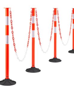 VEVOR 4 gab. 871 mm sarkano satiksmes norobežojošo stabuļu komplekts ar atsvarotu pamatni