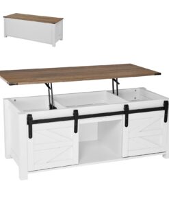 VEVOR 1200 mm Farmhouse Lift Top Coffee Table with Barn Door